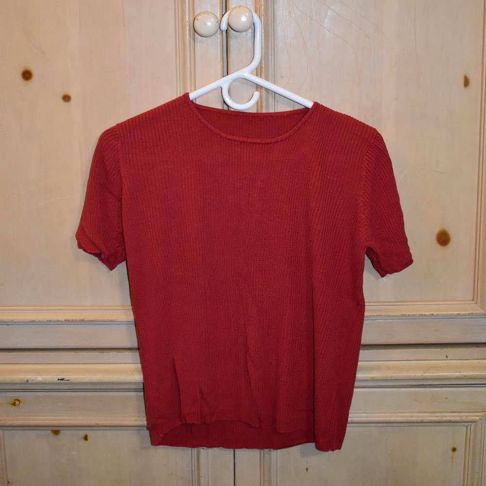 Red Silk Knit Top